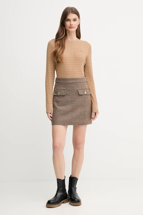 Barbour spódnica wełniana SOPHIA kolor brązowy mini ołówkowa LSK0130 - zdjęcie produktu nr 2