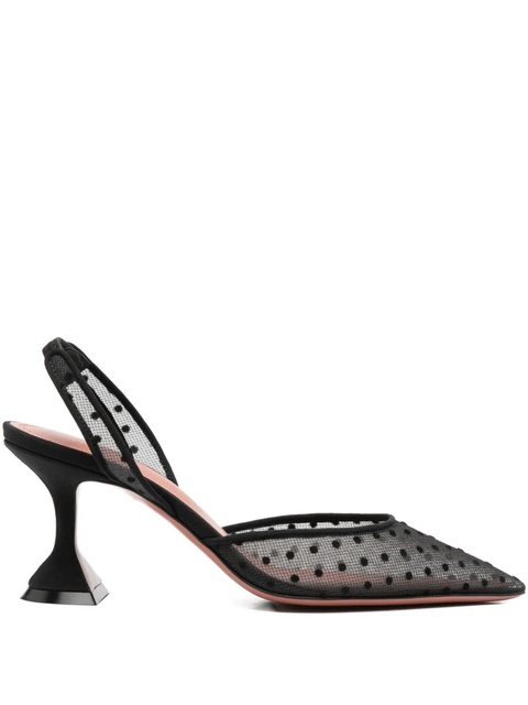 Amina Muaddi 70mm polka-dot pattern sling-back pumps - Black - zdjęcie produktu nr 1