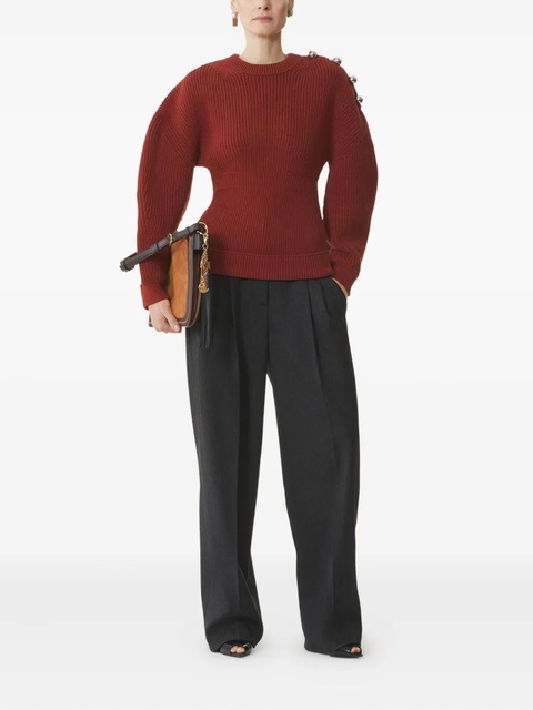 Lanvin button-embellished ribbed sweater - Red - zdjęcie produktu nr 2