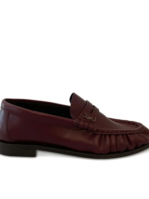 Saint Laurent logo-plaque pleated-effect loafers - Red - zdjęcie produktu nr 2
