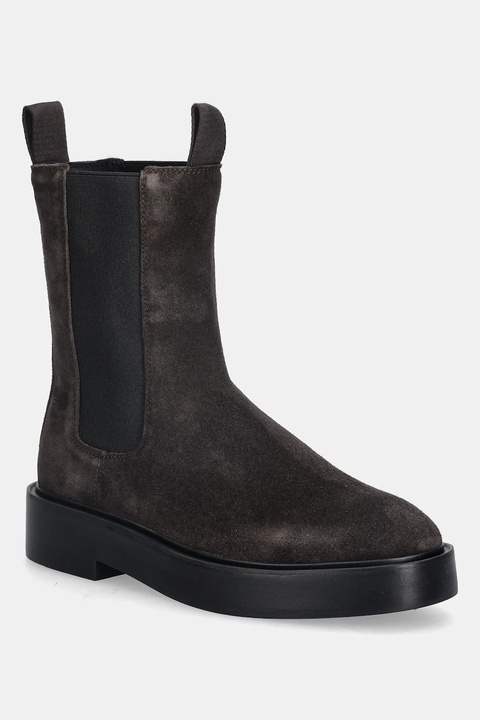Calvin Klein sztyblety zamszowe CONVAVE WELT CHESEA SUEDE damskie kolor brązowy na płaskim obcasie YW0YW01969 - zdjęcie produktu nr 1