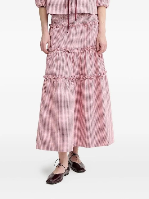 ALOHAS gingham ruffled midi skirt - Red - zdjęcie produktu nr 1