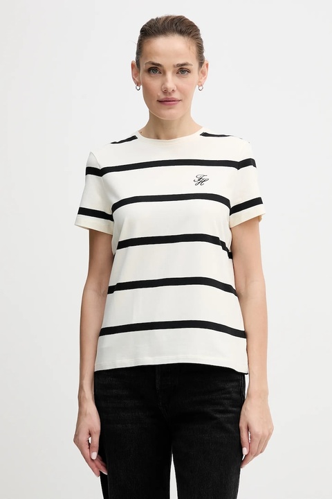 Tommy Hilfiger t-shirt damski kolor beżowy WW0WW47809 - zdjęcie produktu nr 1