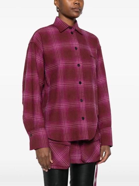 The Attico checked curved-hem shirt - Red - zdjęcie produktu nr 2