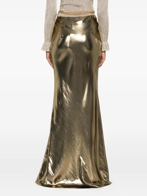 Self-Portrait metallic-effect maxi skirt - Gold - zdjęcie produktu nr 2
