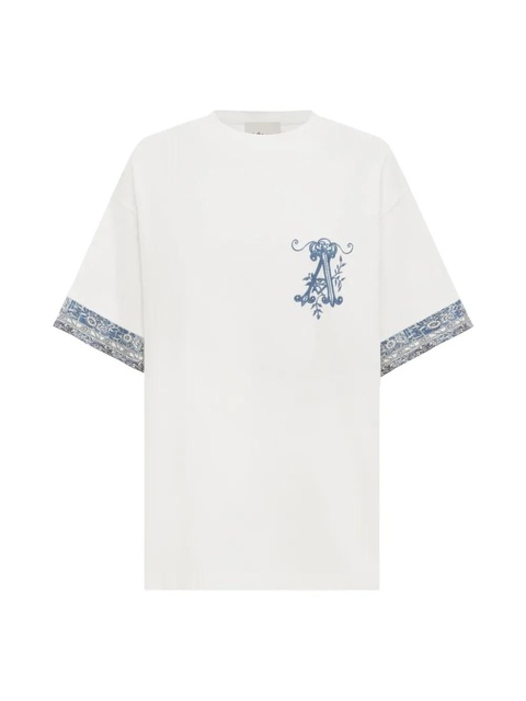ALEMAIS embroidered-cuff t-shirt - White - zdjęcie produktu nr 1