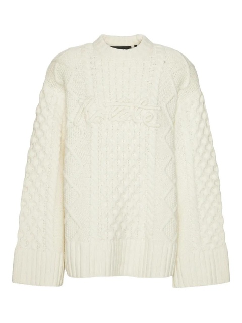 ROTATE BIRGER CHRISTENSEN cable-knit crew-neck sweater - White - zdjęcie produktu nr 1
