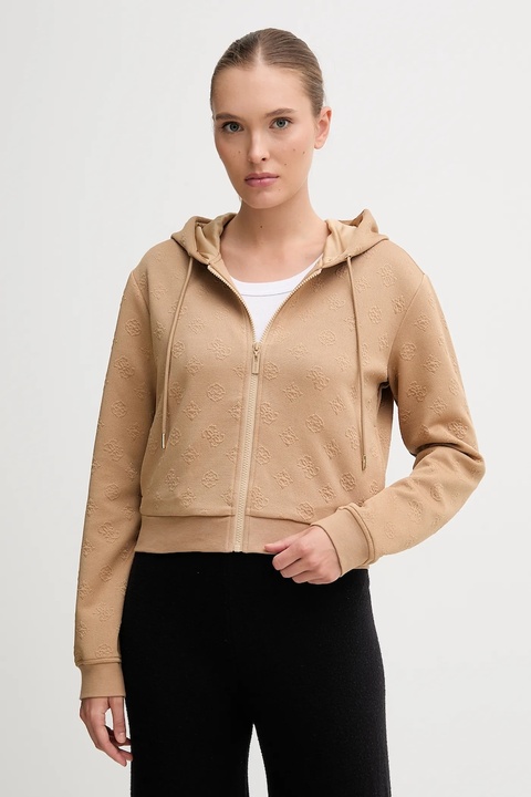 Guess bluza PEONY damska kolor beżowy z kapturem gładka V5YQ06 KBSL2 - zdjęcie produktu nr 1