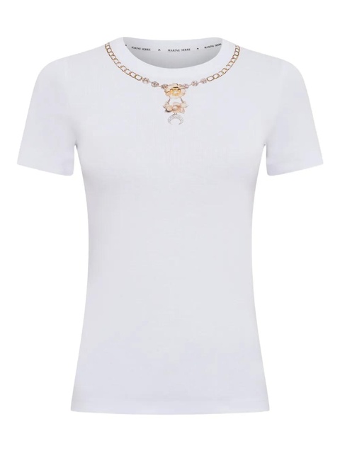 Marine Serre tromp l'oeil jewel-embellished T-shirt - White - zdjęcie produktu nr 1
