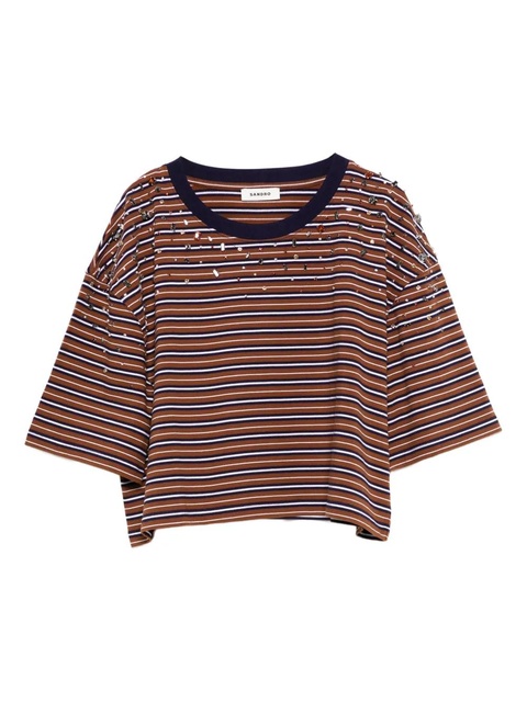 SANDRO striped T-shirt - Brown - zdjęcie produktu nr 1