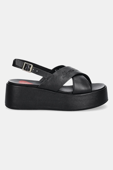 Love Moschino sandały skórzane damskie kolor czarny na platformie JA16187I0MIA0000 - zdjęcie produktu nr 2