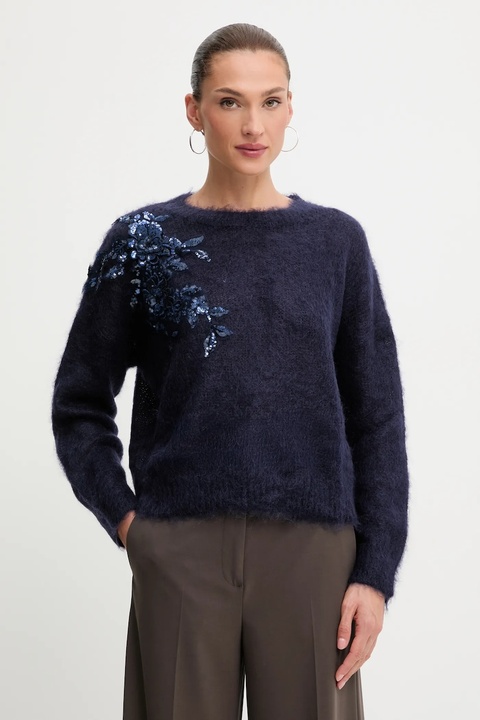 Blugirl Blumarine sweter z dodatkiem moheru damski kolor granatowy RF5082.MS037 - zdjęcie produktu nr 1