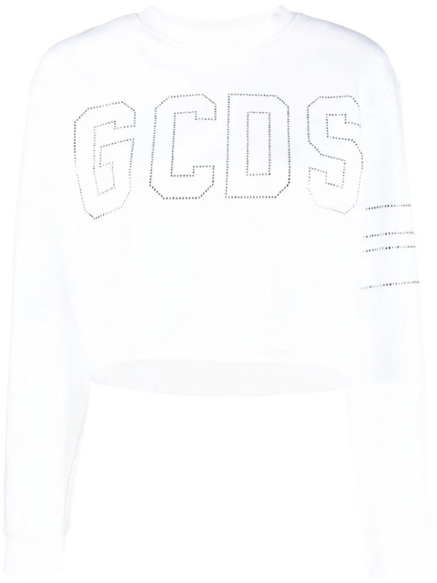 GCDS studded-logo cropped sweatshirt - White - zdjęcie produktu nr 1