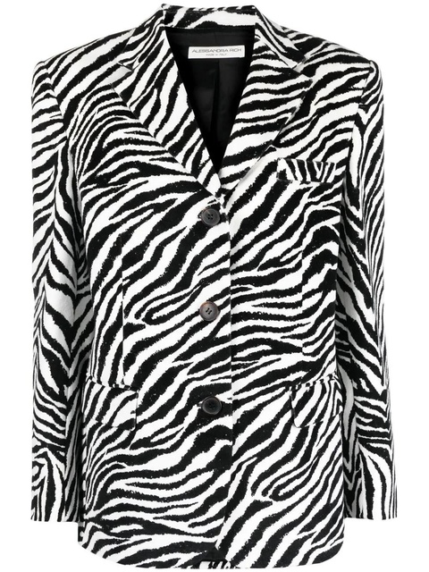 Alessandra Rich zebra-print single-breasted blazer - White - zdjęcie produktu nr 1