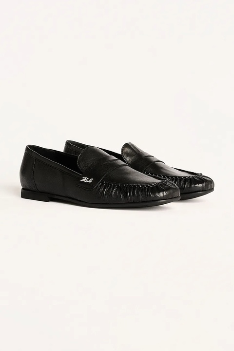 Karl Lagerfeld mokasyny skórzane ELEIA Loafer damskie kolor czarny na płaskim obcasie KL41121 - zdjęcie produktu nr 2