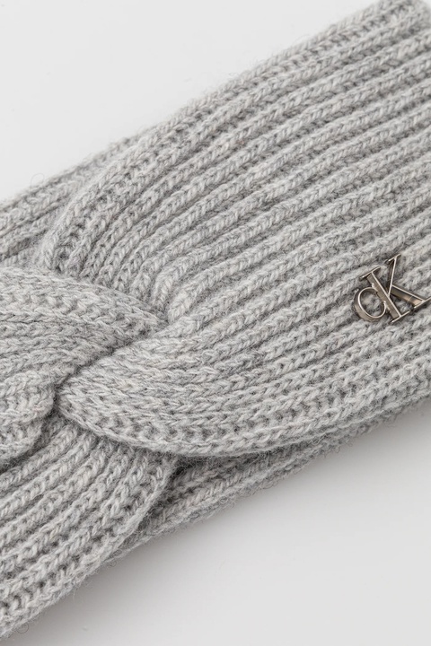 Calvin Klein opaska na głowę z dodatkiem wełny kolor szary LV04F8039G - zdjęcie produktu nr 1