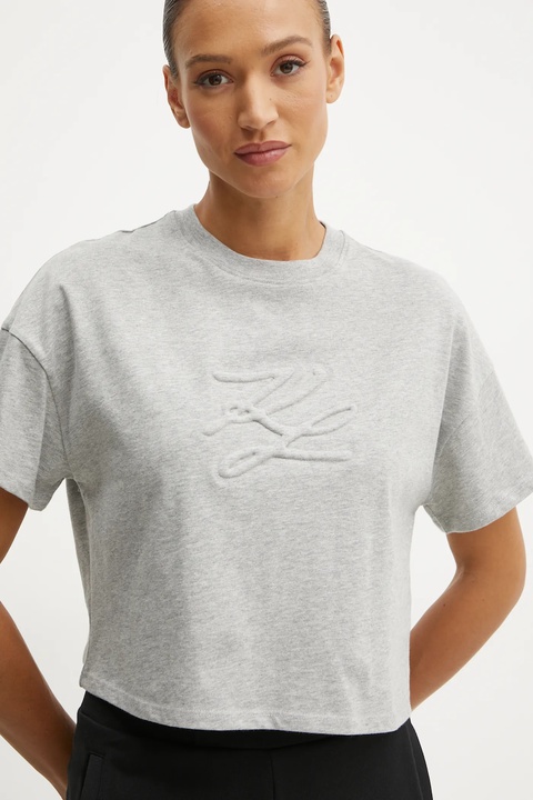 Karl Lagerfeld t-shirt bawełniany damski kolor szary A1W17071 - zdjęcie produktu nr 2