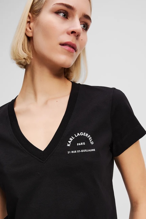 Karl Lagerfeld t-shirt bawełniany damski kolor czarny A3W17104 - zdjęcie produktu nr 2