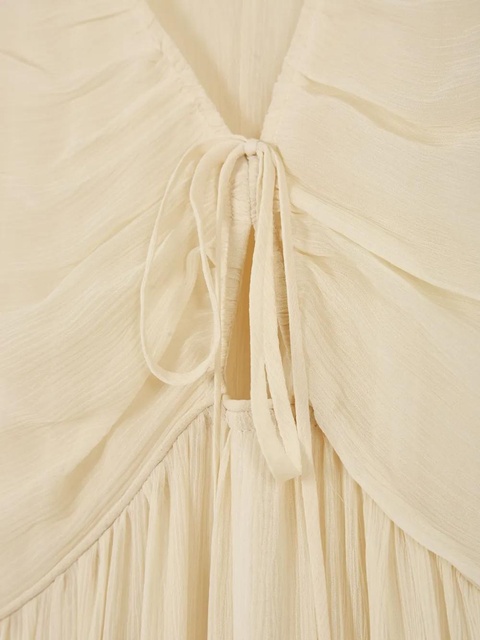 ISABEL MARANT Agathe short-sleeve ruffled maxi dress - Neutrals - zdjęcie produktu nr 2