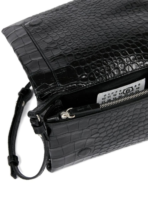 MM6 Maison Margiela small croco-embossed shoulder bag - Black - zdjęcie produktu nr 1