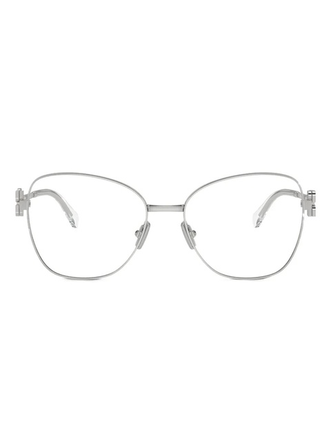 Miu Miu Eyewear cat-eye frame temple-detail glasses - Silver - zdjęcie produktu nr 1