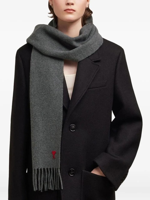 AMI Paris embroidered logo scarf - Grey - zdjęcie produktu nr 2