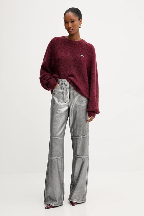 Rotate sweter z dodatkiem wełny 0 damski kolor bordowy lekki 1145652734 - zdjęcie produktu nr 1