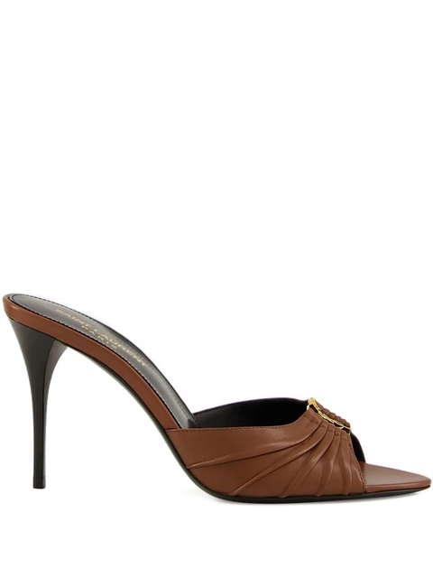 Saint Laurent 90mm Babylone leather heeled sandals - Brown - zdjęcie produktu nr 1