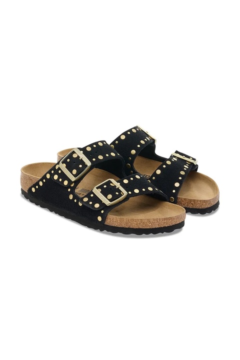 Birkenstock klapki zamszowe Arizona Rivet damskie kolor czarny 1030348 - zdjęcie produktu nr 2