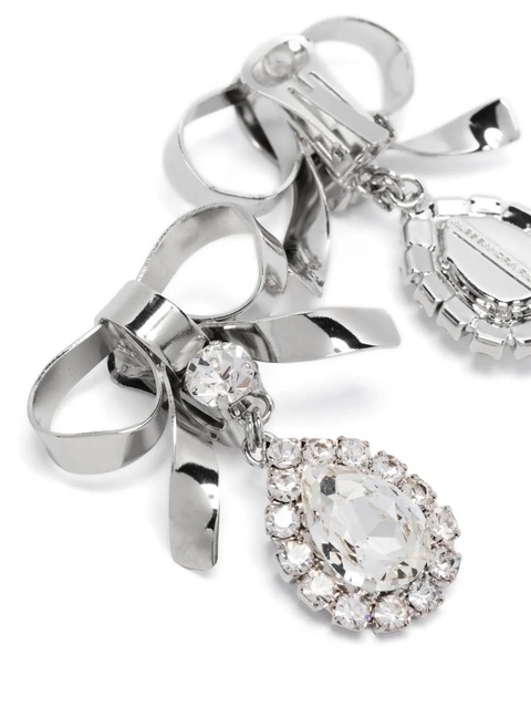 Alessandra Rich crystal-embellished bow drop earrings - Silver - zdjęcie produktu nr 2