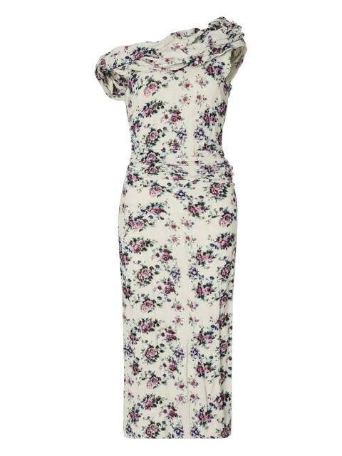 Tory Burch floral-print velvet midi dress - Neutrals - zdjęcie produktu nr 1