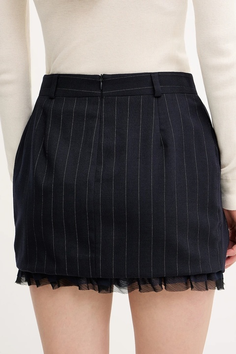 Pinko spódnica z dodatkiem wełny kolor granatowy mini prosta 105709 A2QY - zdjęcie produktu nr 2