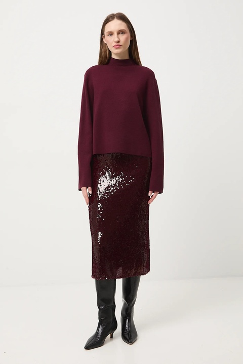 Medicine sweter damski kolor bordowy lekki z półgolfem - zdjęcie produktu nr 1