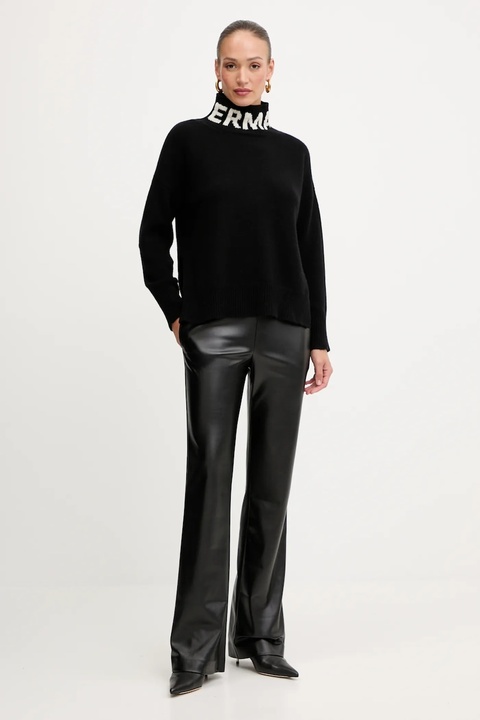 Ermanno Scervino spodnie damskie kolor czarny proste medium waist 57TP037E5B - zdjęcie produktu nr 2