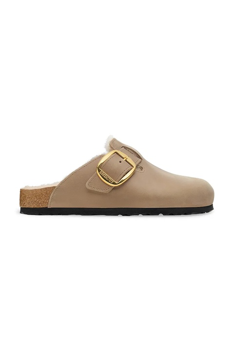 Birkenstock kapcie zamszowe Boston Big Buckle Shearling kolor beżowy 1030444 - zdjęcie produktu nr 1