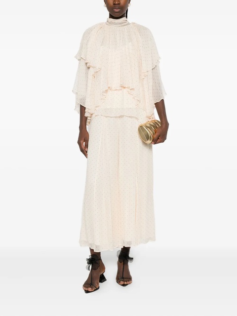 ZIMMERMANN pleated polka-dot blouse - Neutrals - zdjęcie produktu nr 1