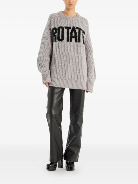 ROTATE BIRGER CHRISTENSEN straight leather trousers - Grey - zdjęcie produktu nr 1