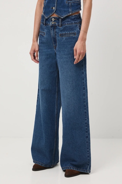 Medicine jeansy bawełniane damskie kolor granatowy - zdjęcie produktu nr 2