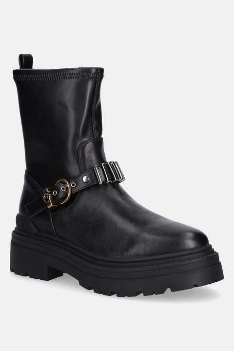 Pinko workery skórzane Mia 27 kolor czarny na płaskim obcasie SD0447P061Z99 - zdjęcie produktu nr 1