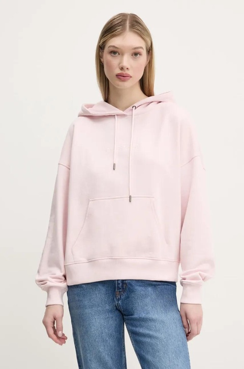 Guess Jeans bluza bawełniana damska kolor różowy z kapturem W5RQ27 K68I4 - zdjęcie produktu nr 1