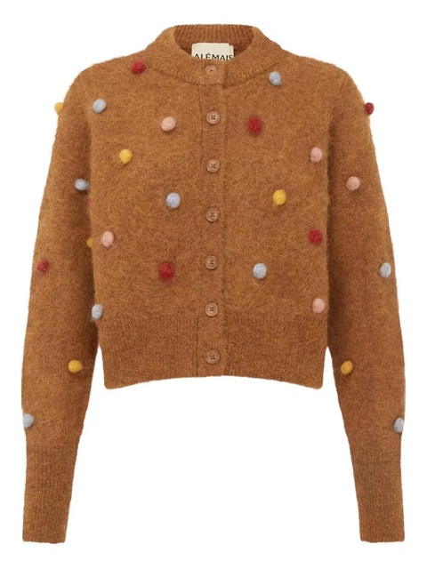 ALEMAIS Elia pompom cardigan - Brown - zdjęcie produktu nr 1