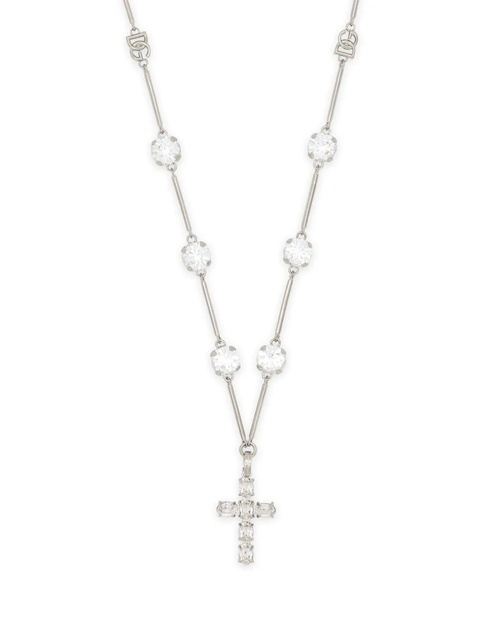 Dolce & Gabbana crystal-embellished cross-pendant necklace - Silver - zdjęcie produktu nr 1