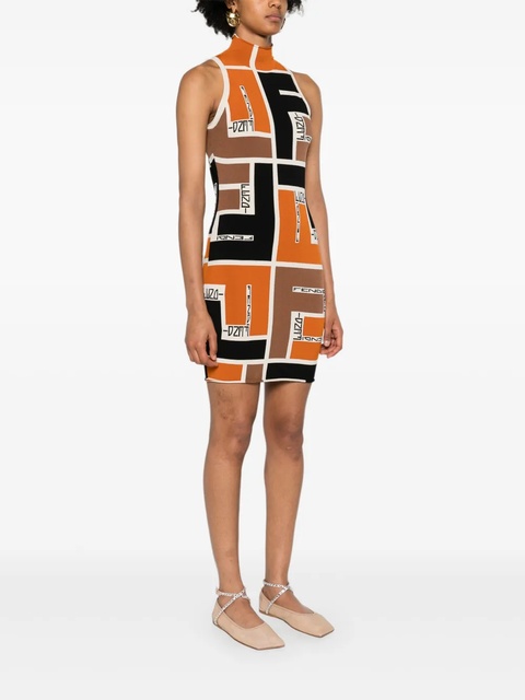 FENDI colour-block high-neck minidress - Orange - zdjęcie produktu nr 2