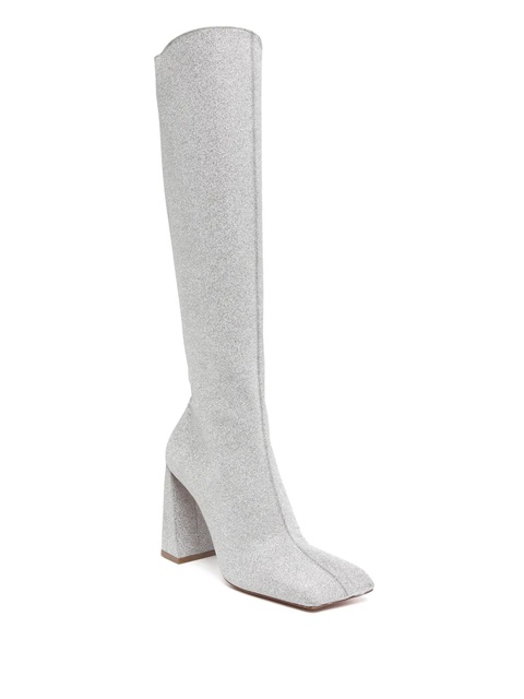 Amina Muaddi Marine glitter knee-high boots - Silver - zdjęcie produktu nr 1