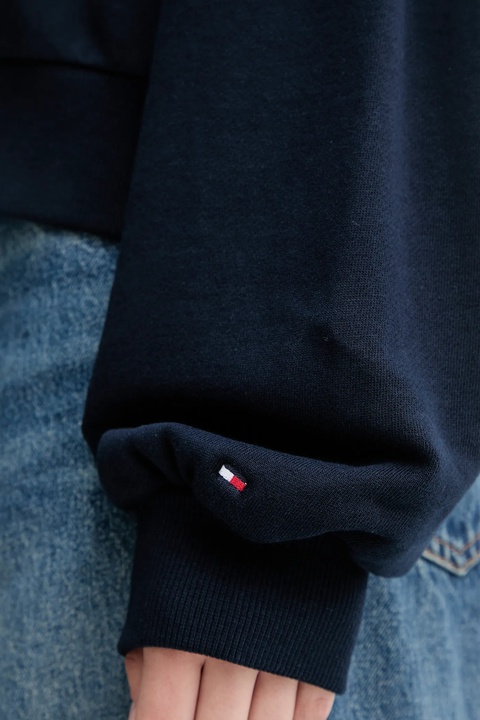 Tommy Hilfiger bluza bawełniana damska kolor granatowy gładka WW0WW48269 - zdjęcie produktu nr 2