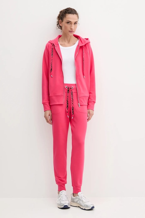 Dkny spodnie dresowe damskie kolor różowy gładkie DP5P3496 - zdjęcie produktu nr 2