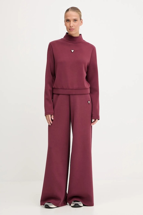 Guess spodnie OLYMPE damskie kolor bordowy gładkie V4YB07 KCAY2 - zdjęcie produktu nr 2