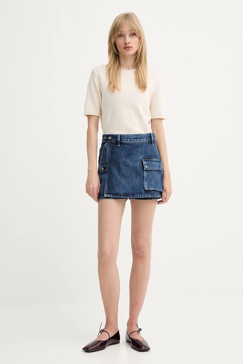 G-Star spódnicospodnie jeansowe damskie kolor granatowy gładkie high waist D26173-D788 - zdjęcie produktu nr 2