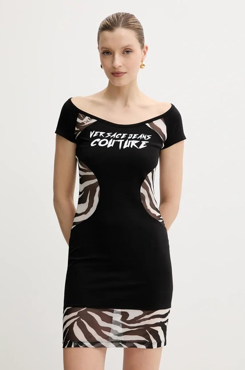 Versace Jeans Couture sukienka kolor czarny mini dopasowana 78HAO9A6 J0020 - zdjęcie produktu nr 1