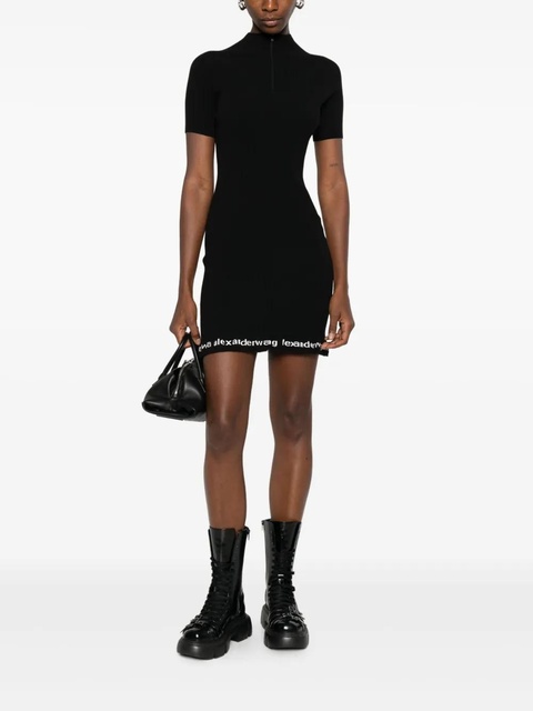 Alexander Wang ribbed logo-detail midi dress - Black - zdjęcie produktu nr 1